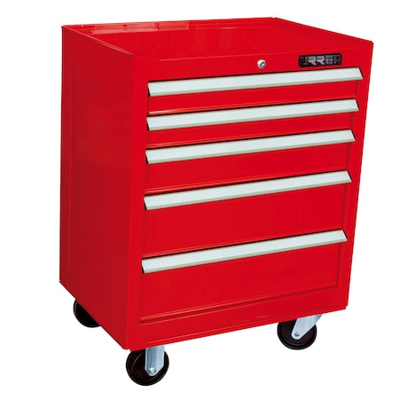 Urrea EX-Series Roller Cabinet, 5 Drawer, Red, Steel, 22-1/2 in W x 33-1/2 in D x 18 in H EX27M5
